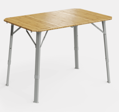 Dometic GO Compact Camp Table Bamboo Camp Table, Adjustable Height