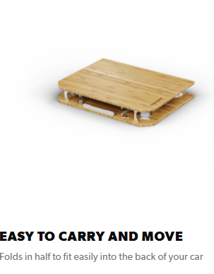 Dometic GO Compact Camp Table Bamboo Camp Table, Adjustable Height