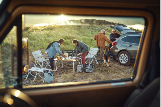 Dometic GO Compact Camp Table Bamboo Camp Table, Adjustable Height